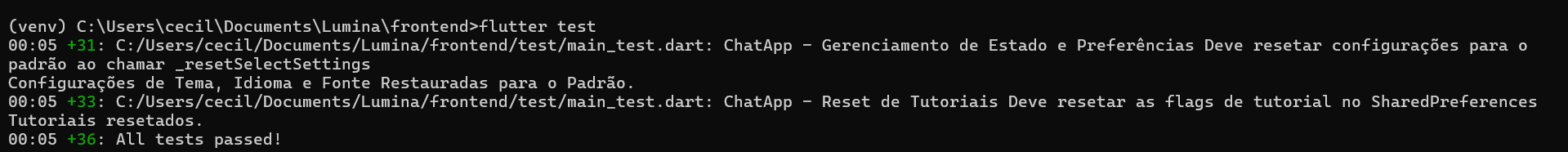 Sucesso Testes Frontend